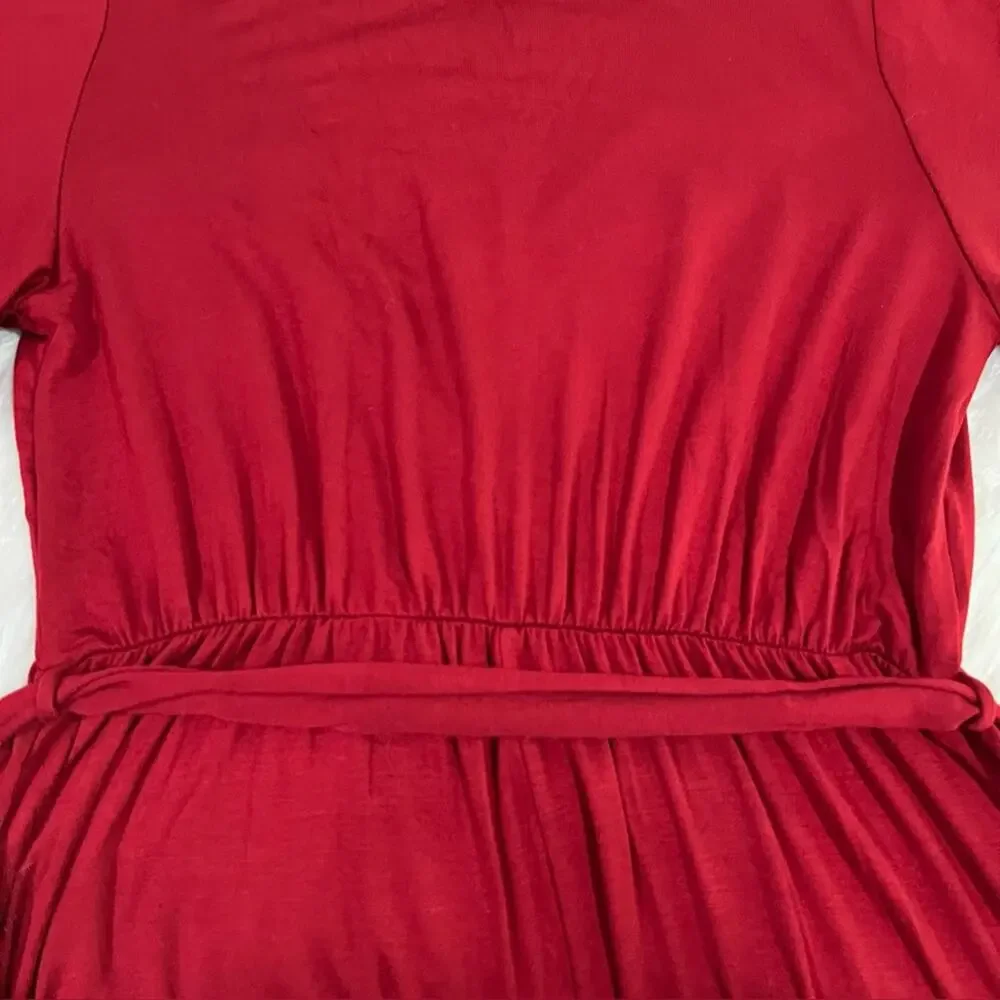 NEW West Kei Modal Jersey Flutter Sleeve Cascading High Low Belted Maxi Dress XS
